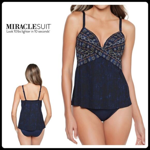 New. Miraclesuit tankini top. Regular price online. Navy - Picture 1 of 10